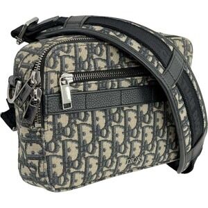 Christian Dior Oblique Messenger Bag Shoulder Beige Crossbody